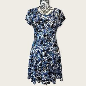 Parker Floral Exposed Zipper Mini Fit and Flare Dress size L